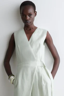 Fashion COS LNIANY KOMBINEZON Z KOPERTOWYM PRZODEM