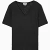 New COS LNIANY T-SHIRT Z DEKOLTEM W SEREK – REGULAR FIT