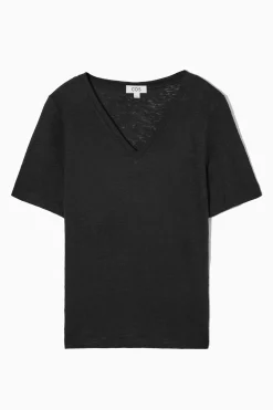 New COS LNIANY T-SHIRT Z DEKOLTEM W SEREK – REGULAR FIT
