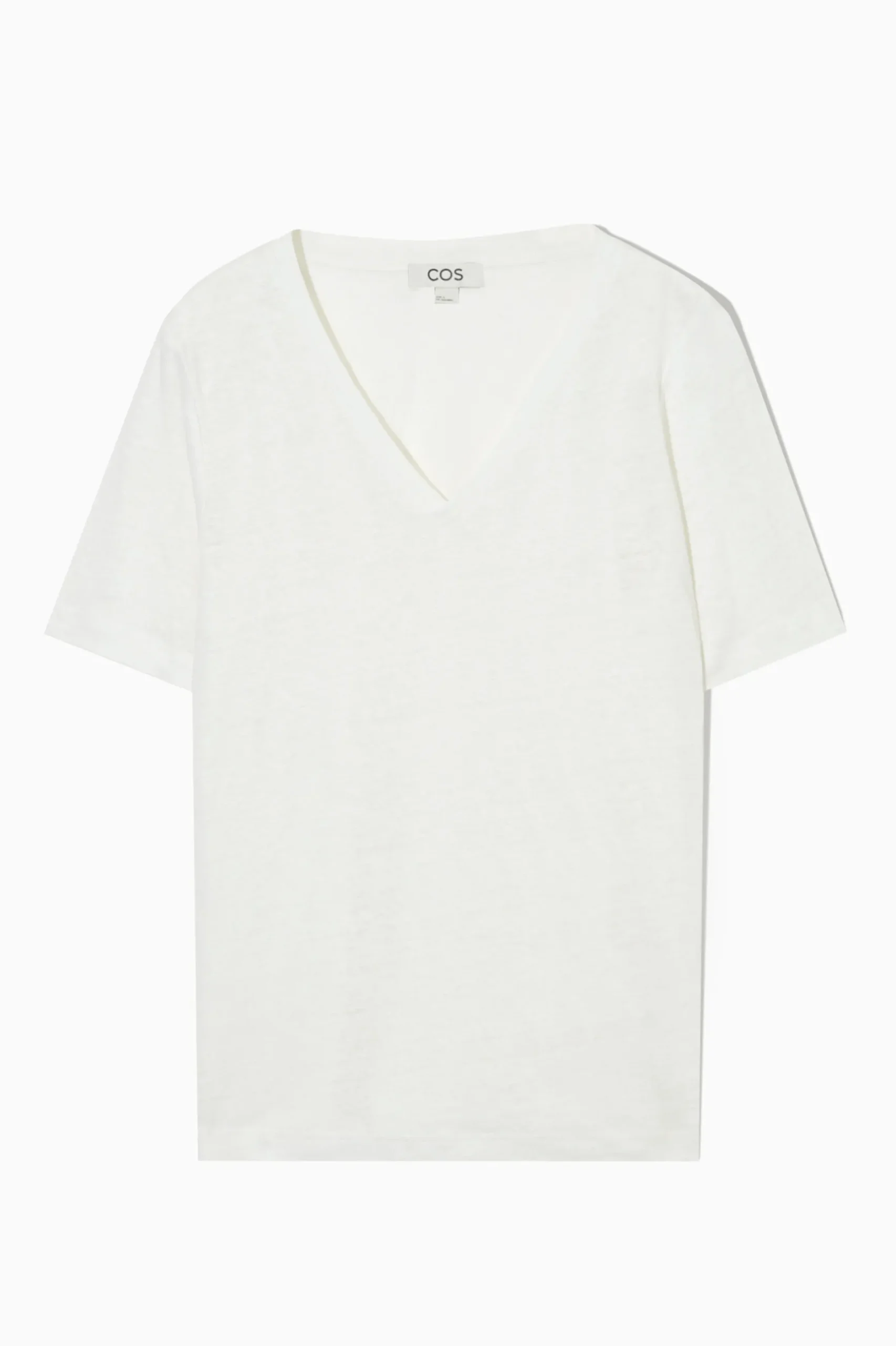 Outlet COS LNIANY T-SHIRT Z DEKOLTEM W SEREK – REGULAR FIT