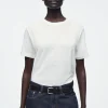 Fashion COS LNIANY T-SHIRT Z OKRĄGŁYM DEKOLTEM