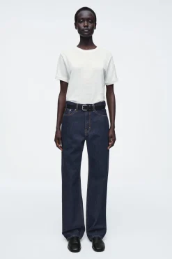 Fashion COS LNIANY T-SHIRT Z OKRĄGŁYM DEKOLTEM
