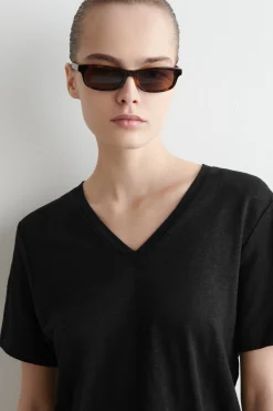 Clearance COS LNIANY T-SHIRTEM Z DEKOLTEM W KSZTAŁCIE LITERY V