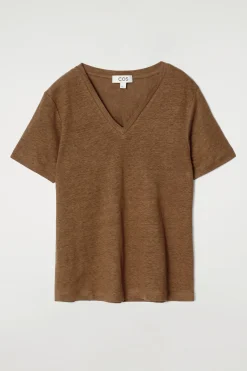 Clearance COS LNIANY T-SHIRTEM Z DEKOLTEM W KSZTAŁCIE LITERY V