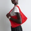 New COS MAŁA TOREBKA TYPU TOTE BAG Z TKANINY SIATECZKOWEJ Czerwony