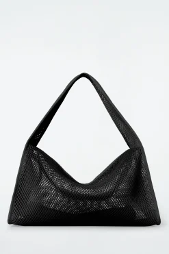 Clearance COS MAŁA TOREBKA TYPU TOTE BAG Z TKANINY SIATECZKOWEJ Czarny