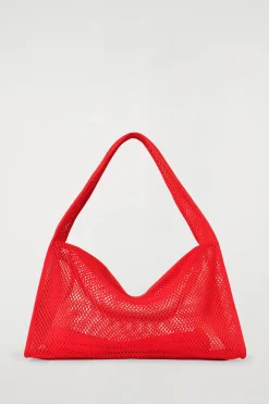 New COS MAŁA TOREBKA TYPU TOTE BAG Z TKANINY SIATECZKOWEJ Czerwony