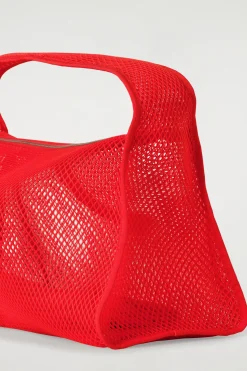New COS MAŁA TOREBKA TYPU TOTE BAG Z TKANINY SIATECZKOWEJ Czerwony