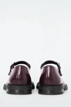 Sale COS MASYWNE SKÓRZANE BUTY TYPU MARY-JANE Bordowy