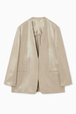 Clearance COS METALICZNA MARYNARKA BEZ KOŁNIERZA – RELAXED FIT