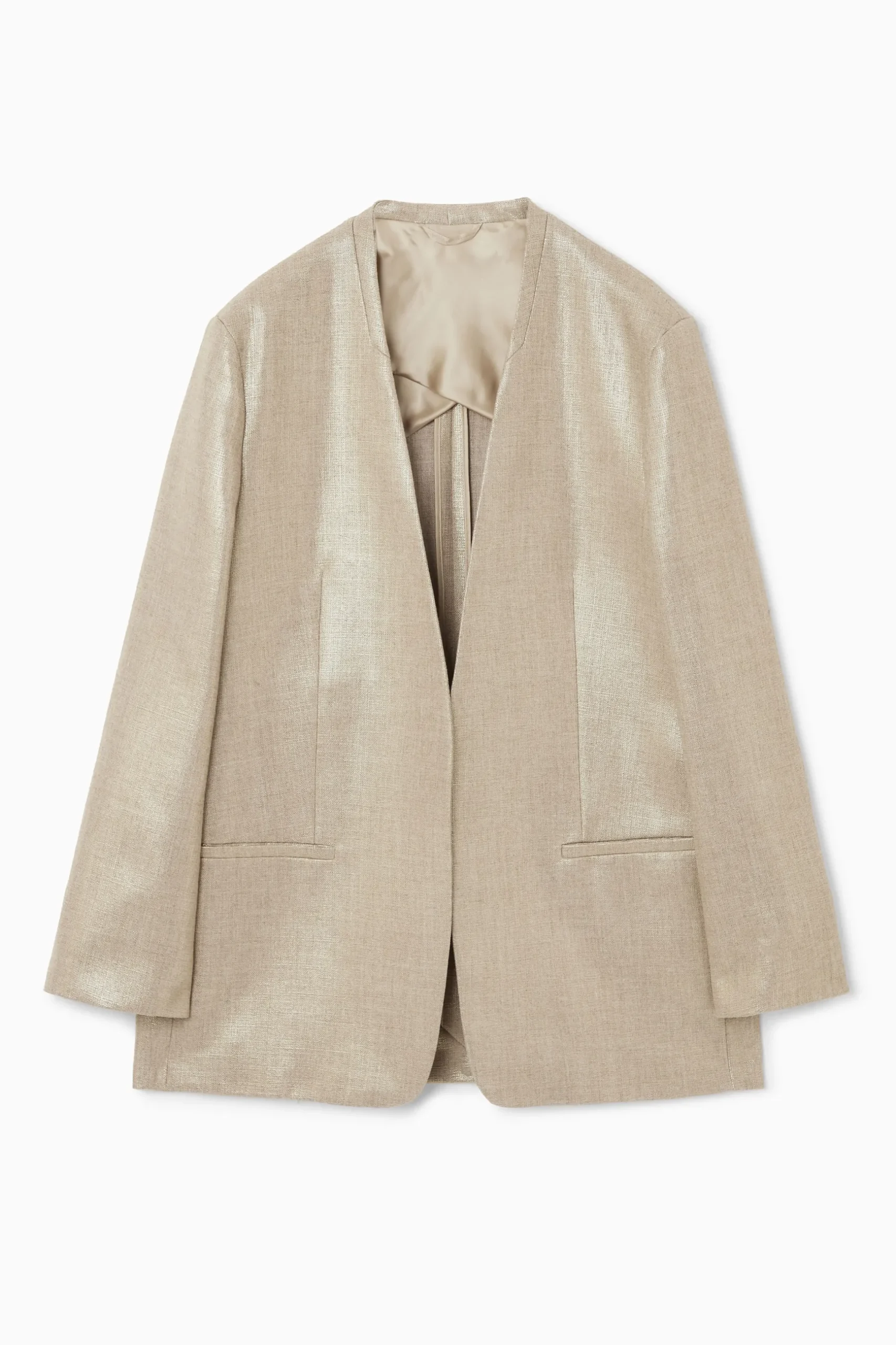 Clearance COS METALICZNA MARYNARKA BEZ KOŁNIERZA – RELAXED FIT