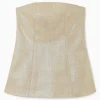 Hot COS METALICZNY TOP GORSETOWY ZE SPLOTEM HOPSACK