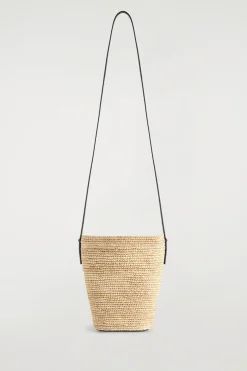 New COS MINI BUCKET BAG STRAW
