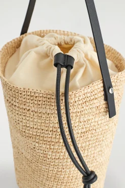 New COS MINI BUCKET BAG STRAW