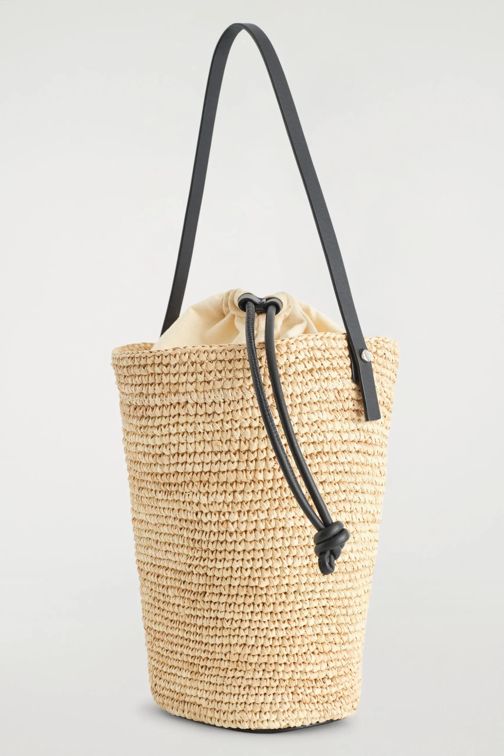 New COS MINI BUCKET BAG STRAW