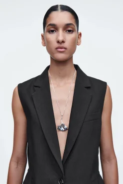Fashion COS NASZYJNIK Z KWIATEM Srebrzysty