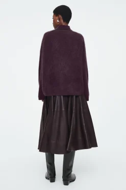 Fashion COS OBSZERNA TRAPEZOWA SPÓDNICA MIDI ZE SKÓRY