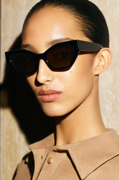 New COS OKULARY PRZECIWSŁONECZNE TYPU KOCIE OKO Czarny
