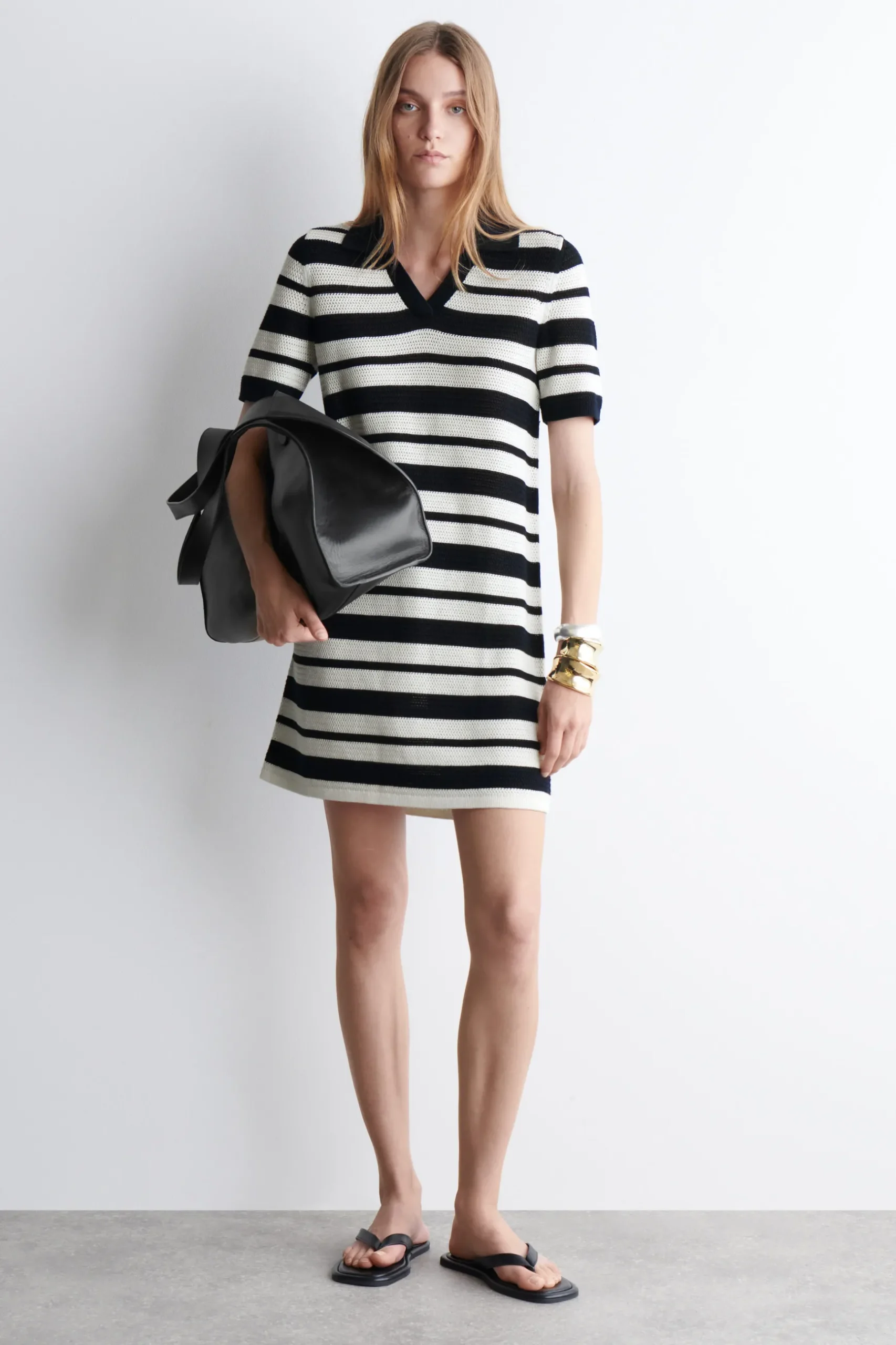 New COS OPENKNIT POLO MINI DRESS