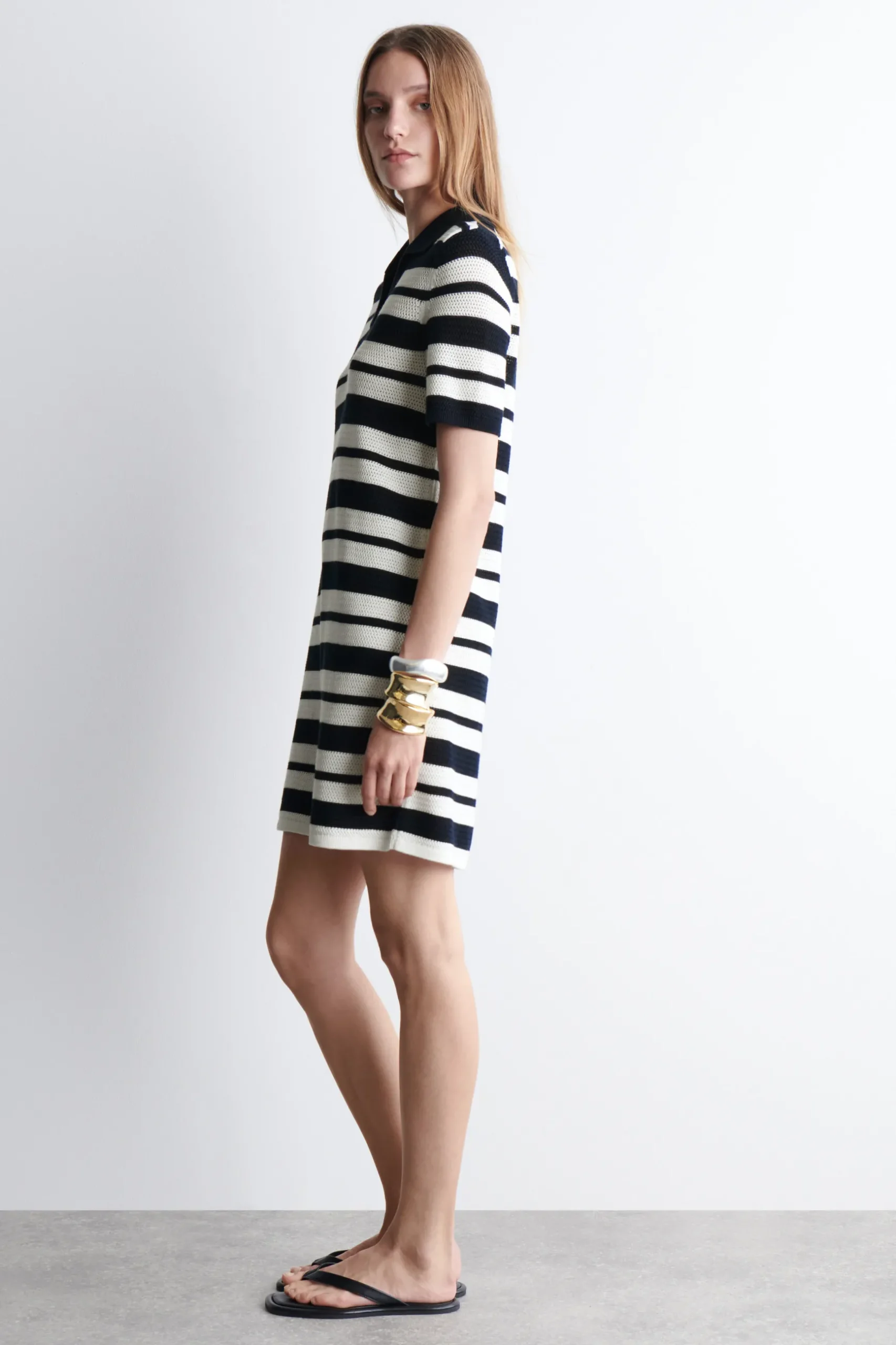 New COS OPENKNIT POLO MINI DRESS