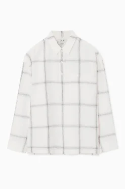 Online COS OVERSIZE'OWA KOSZULA W KRATĘ Z PÓŁPLISĄ