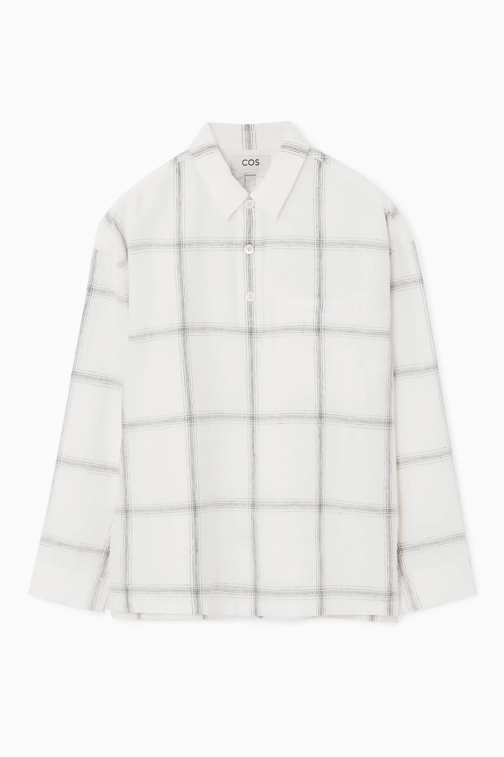 Online COS OVERSIZE'OWA KOSZULA W KRATĘ Z PÓŁPLISĄ