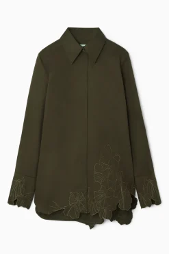 Fashion COS OVERSIZE'OWA KOSZULA Z HAFTAMI