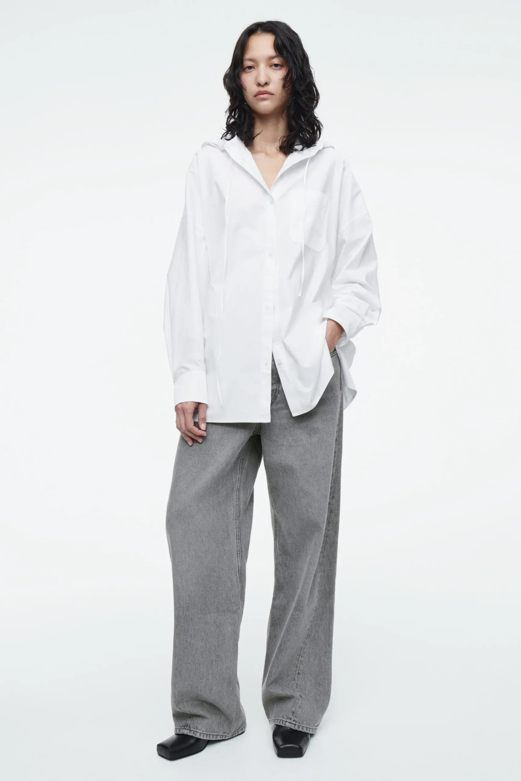 Hot COS OVERSIZE'OWA KOSZULA Z KAPTUREM