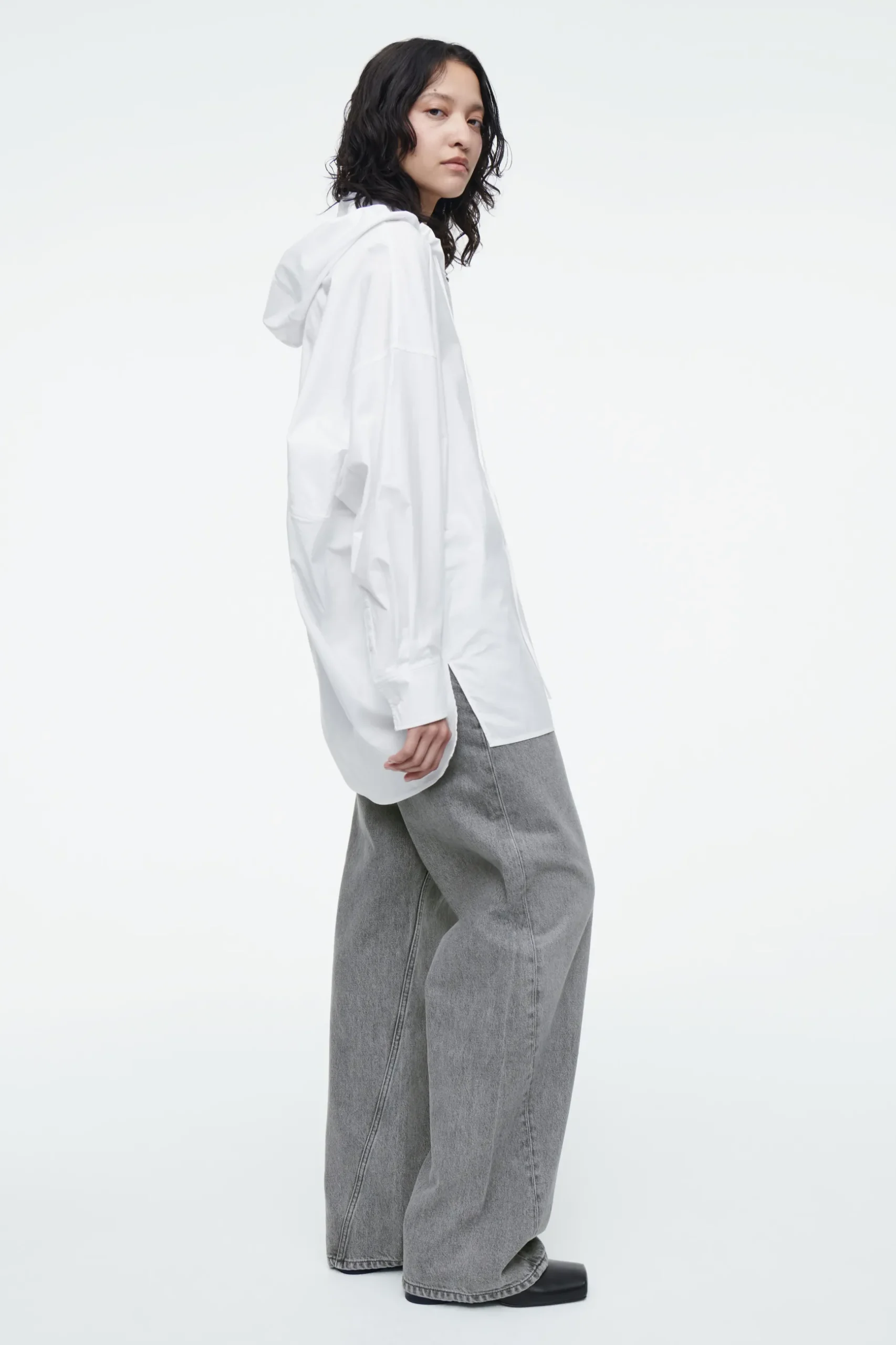 Hot COS OVERSIZE'OWA KOSZULA Z KAPTUREM