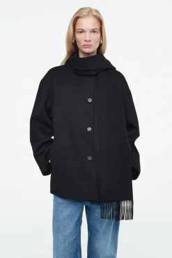 Outlet COS OVERSIZE'OWA KURTKA Z SZALEM Z MIESZANKI Z WEŁNĄ