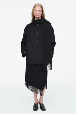 Outlet COS OVERSIZE'OWA KURTKA Z SZALEM Z MIESZANKI Z WEŁNĄ