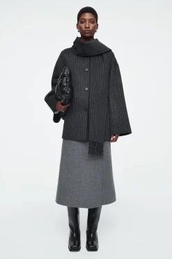 Sale COS OVERSIZE'OWA KURTKA Z SZALEM Z MIESZANKI Z WEŁNĄ