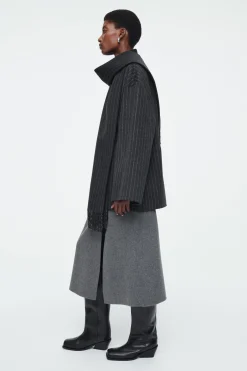 Sale COS OVERSIZE'OWA KURTKA Z SZALEM Z MIESZANKI Z WEŁNĄ