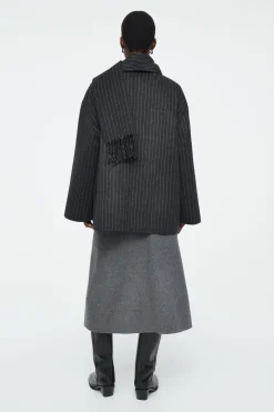 Sale COS OVERSIZE'OWA KURTKA Z SZALEM Z MIESZANKI Z WEŁNĄ