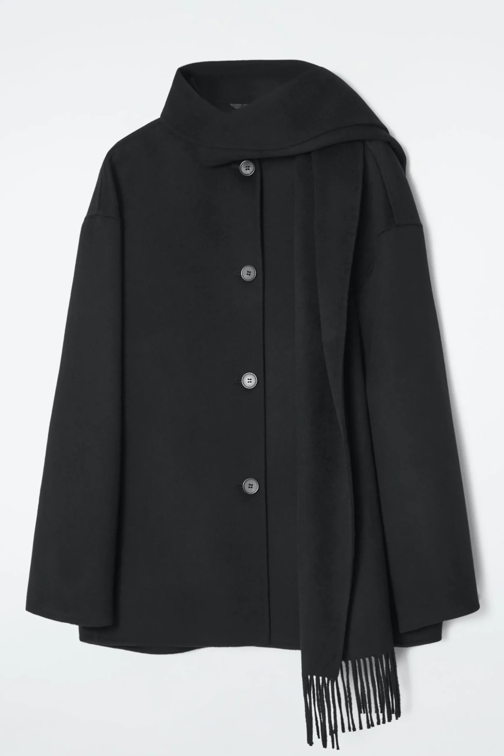 Outlet COS OVERSIZE'OWA KURTKA Z SZALEM Z MIESZANKI Z WEŁNĄ