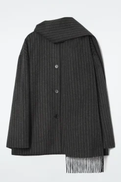 Sale COS OVERSIZE'OWA KURTKA Z SZALEM Z MIESZANKI Z WEŁNĄ