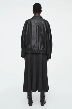 Discount COS OVERSIZE'OWA SKÓRZANA KURTKA Z KOŁNIERZYKIEM
