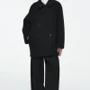 Fashion COS OVERSIZE'OWA WEŁNIANA DWURZĘDOWA KURTKA MARYNARSKA