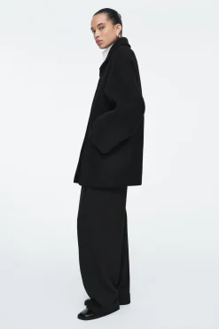 Fashion COS OVERSIZE'OWA WEŁNIANA DWURZĘDOWA KURTKA MARYNARSKA