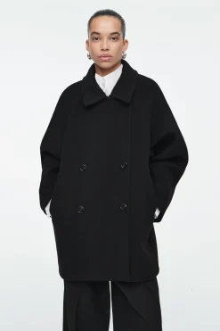 Fashion COS OVERSIZE'OWA WEŁNIANA DWURZĘDOWA KURTKA MARYNARSKA