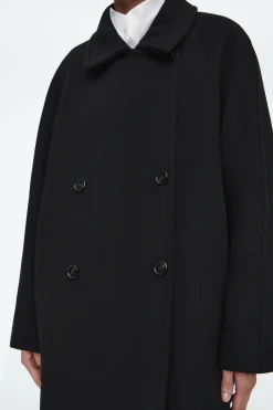 Fashion COS OVERSIZE'OWA WEŁNIANA DWURZĘDOWA KURTKA MARYNARSKA