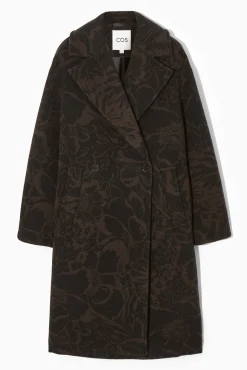 Fashion COS OVERSIZE'OWY DWURZĘDOWY PŁASZCZ W KWIATOWY WZÓR