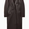 Fashion COS OVERSIZE'OWY DWURZĘDOWY SKÓRZANY PŁASZCZ