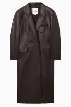 Fashion COS OVERSIZE'OWY DWURZĘDOWY SKÓRZANY PŁASZCZ