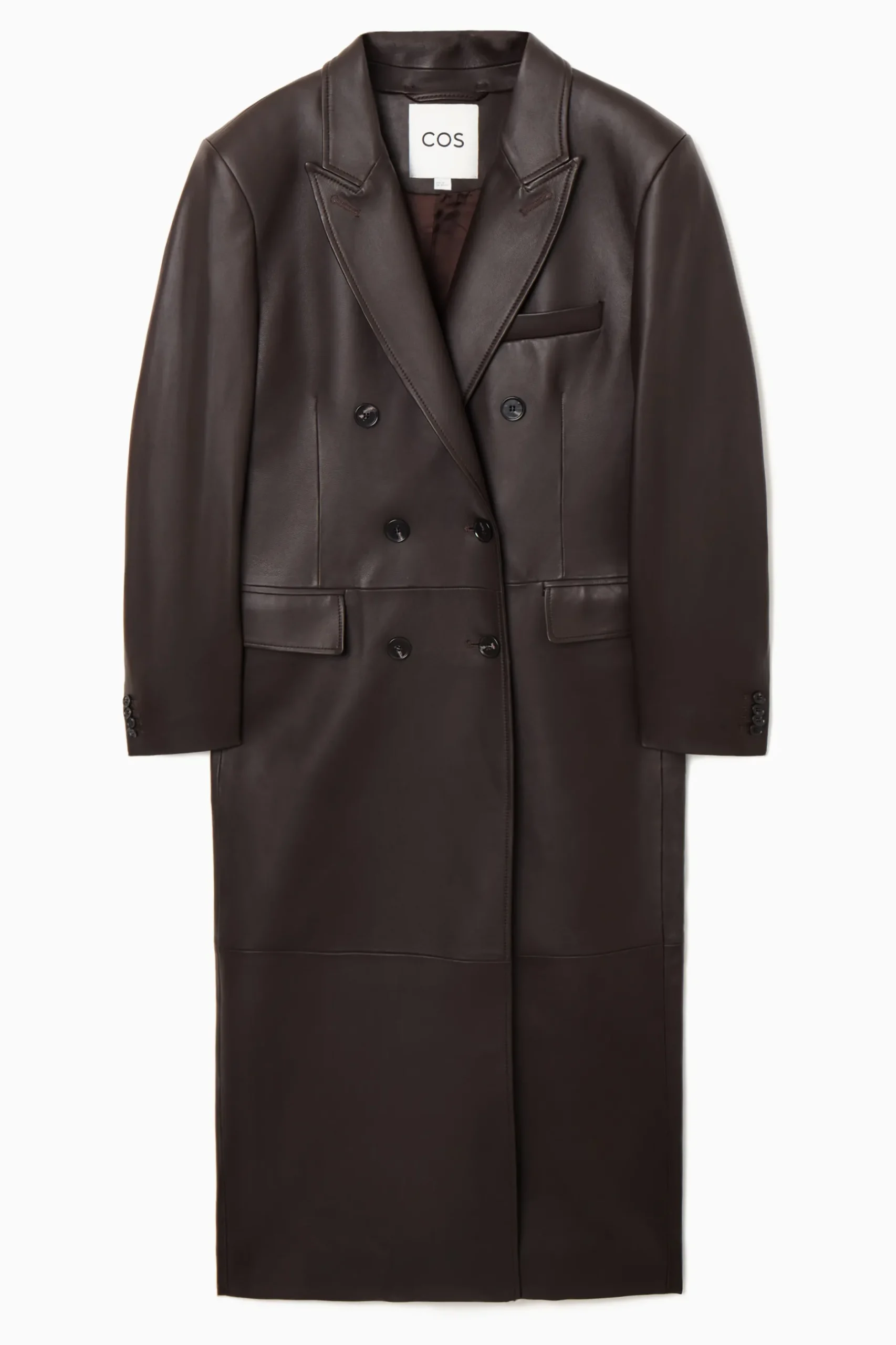 Fashion COS OVERSIZE'OWY DWURZĘDOWY SKÓRZANY PŁASZCZ