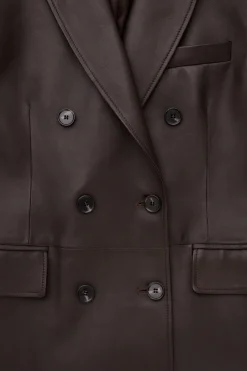 Fashion COS OVERSIZE'OWY DWURZĘDOWY SKÓRZANY PŁASZCZ