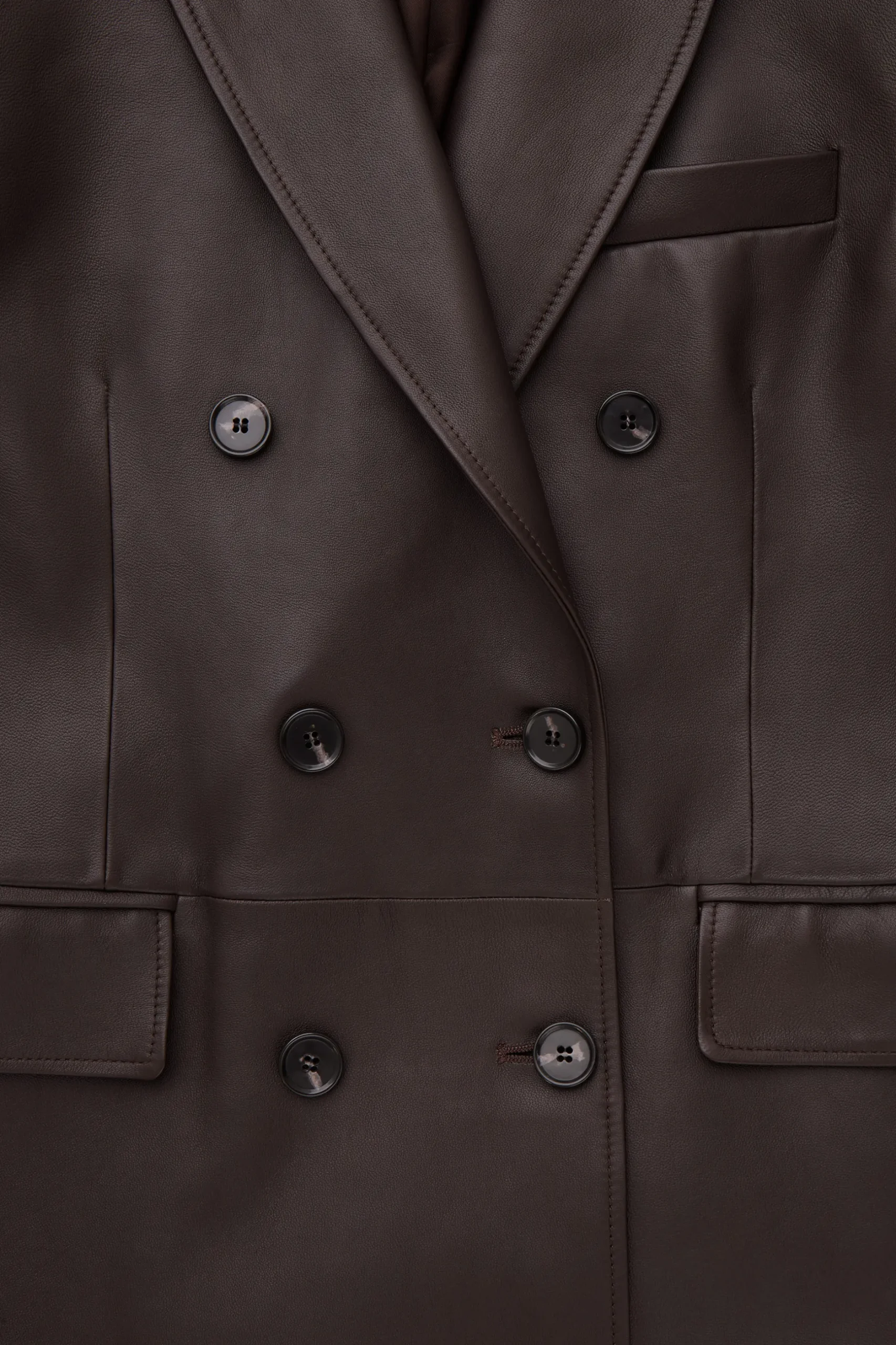 Fashion COS OVERSIZE'OWY DWURZĘDOWY SKÓRZANY PŁASZCZ
