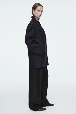 Fashion COS PŁASZCZ MARYNARSKI Z WEŁNĄ – RELAXED FIT