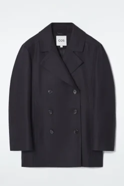 Fashion COS PŁASZCZ MARYNARSKI Z WEŁNĄ – RELAXED FIT