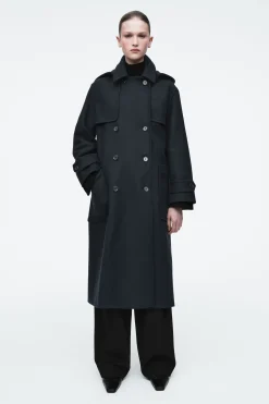 Fashion COS PŁASZCZ Z MOLTONU Z WEŁNĄ Z KAPTUREM